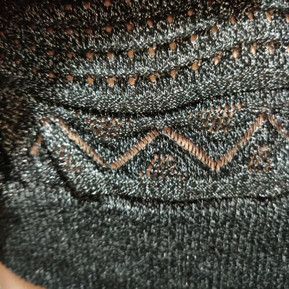 Cathy Daniels L Vintage Y2K Black Metallic Knit Cowl Neck 3/4 Sleeve Sweater Top - Picture 9 of 11